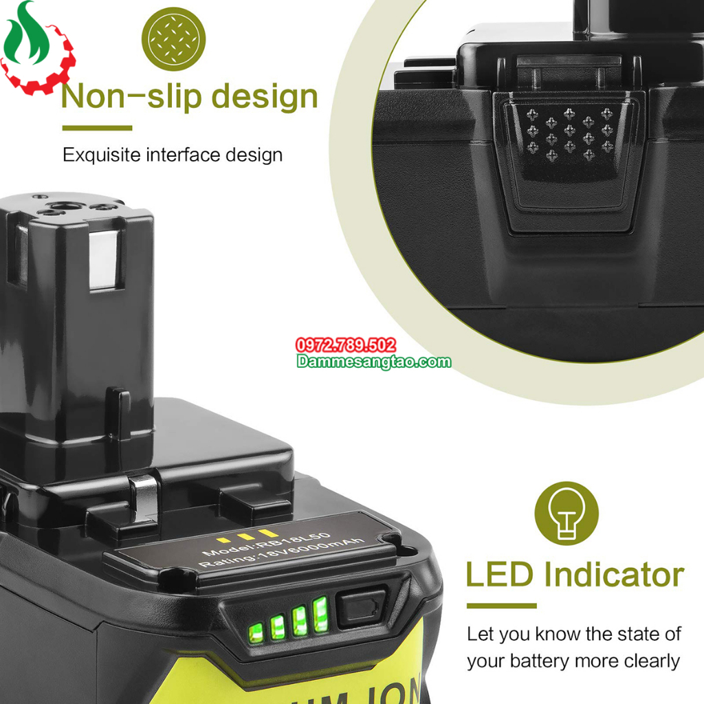 Pin Ryobi 18V Li-ion nhận sạc zin
