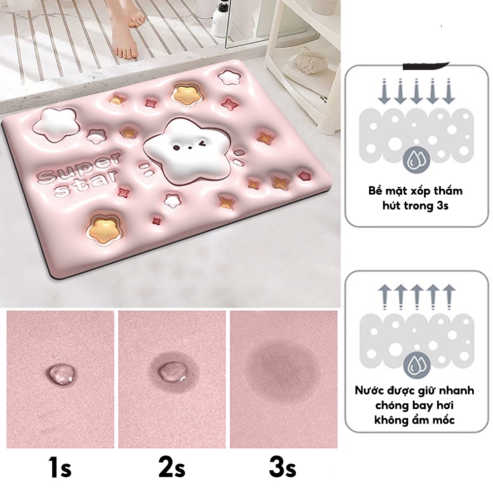 Thảm lau chân,thảm chùi chân 5d chống trơn trượt, thảm bếp, thảm siêu thấm nhà tắm, nhà bếp 88421 Hoàng Xuân vp88