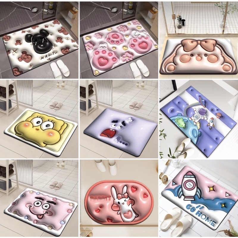 Thảm lau chân,thảm chùi chân 5d chống trơn trượt, thảm bếp, thảm siêu thấm nhà tắm, nhà bếp 88421 Hoàng Xuân vp88