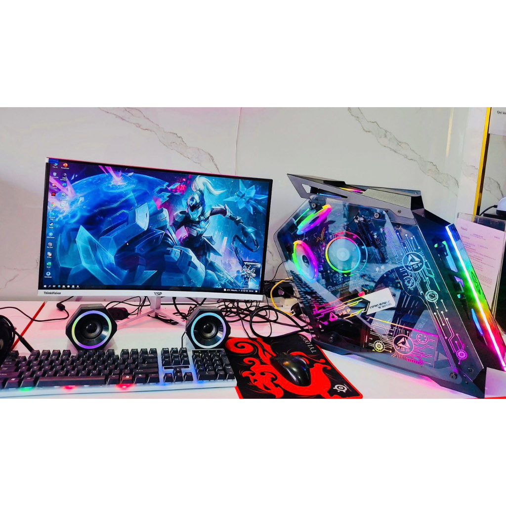 Full Bộ PC màu đen Gaming Black Shadow chiến mọi Game Online, Chạy Nox, Render Video