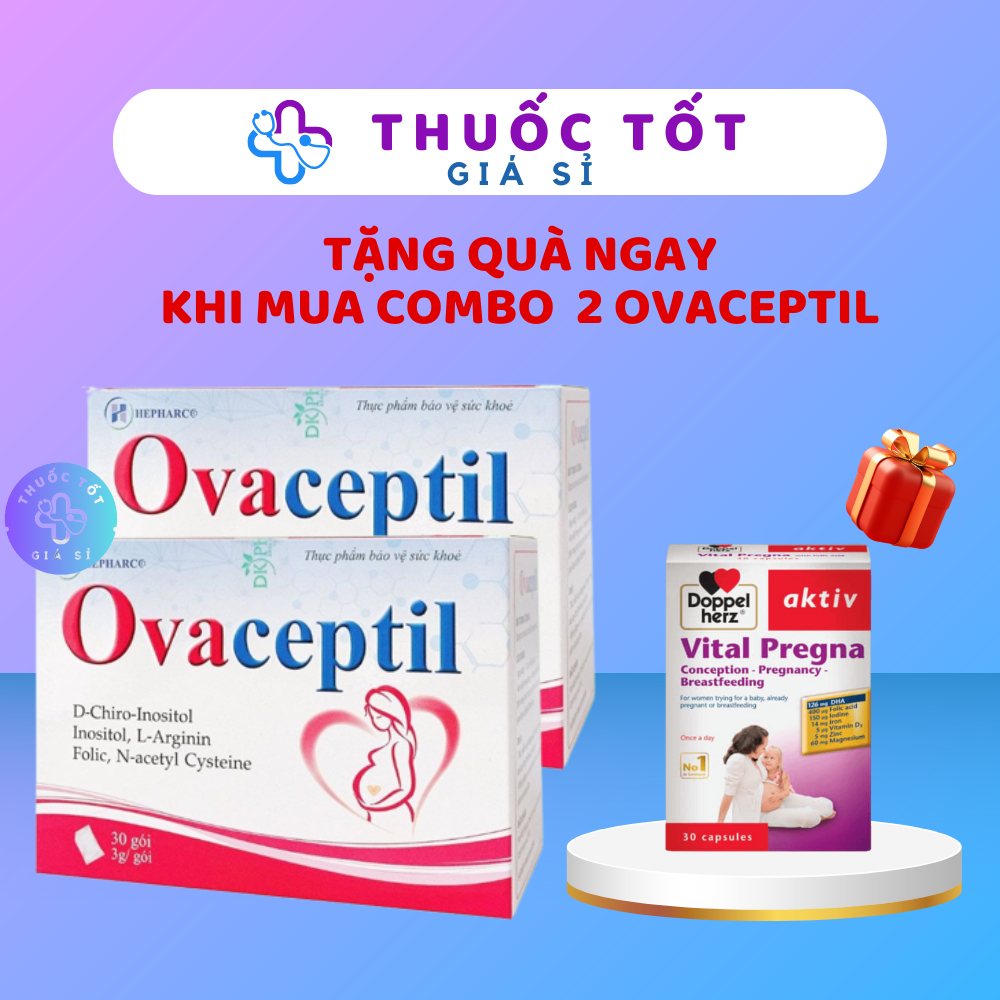 Combo 2 Hộp Ovaceptil hộp 30 gói, bổ trứng, bổ sung acid folic, sắt và vitamin bầu, tăng cường nội tiết