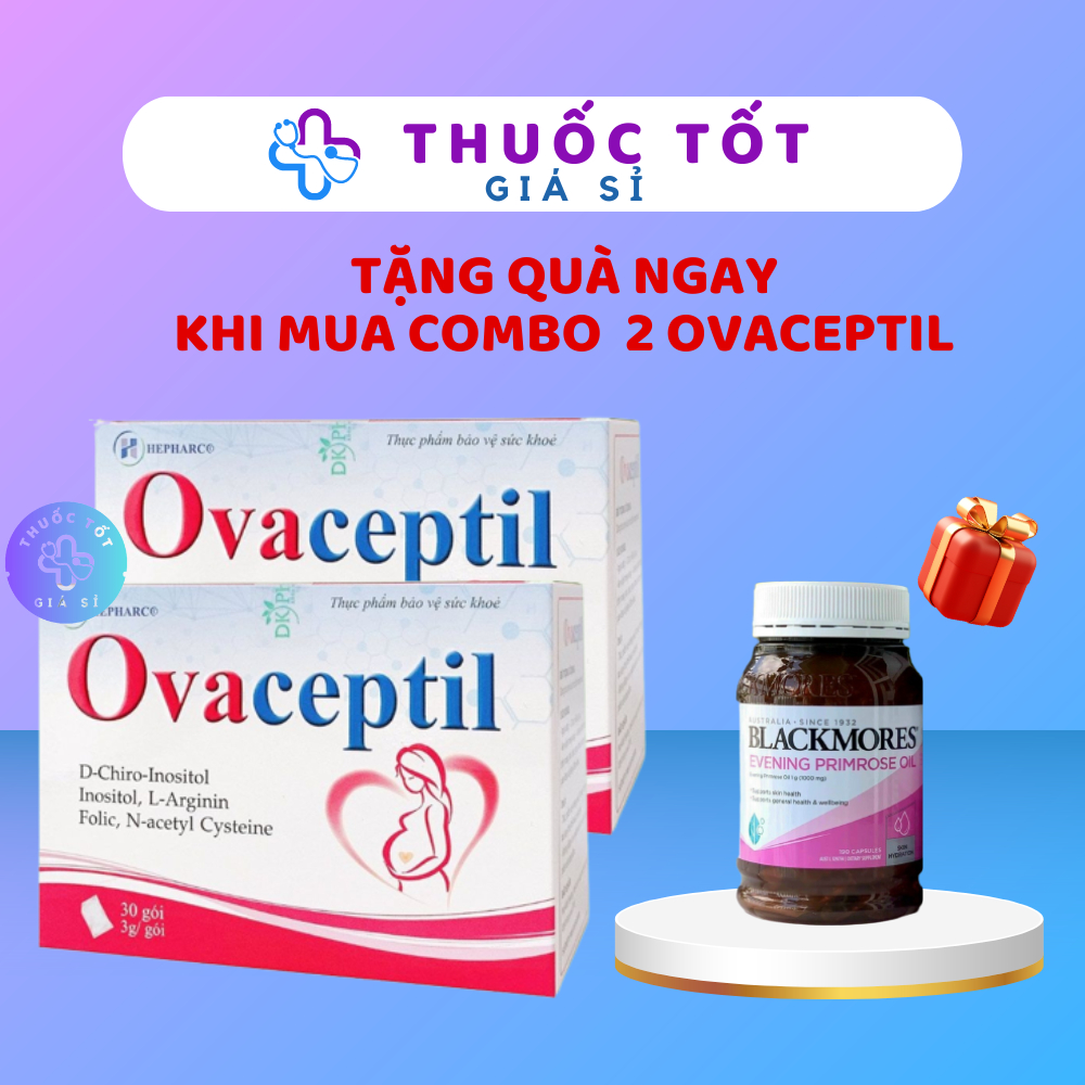 Combo 2 Hộp Ovaceptil hộp 30 gói, bổ trứng, bổ sung acid folic, sắt và vitamin bầu, tăng cường nội tiết
