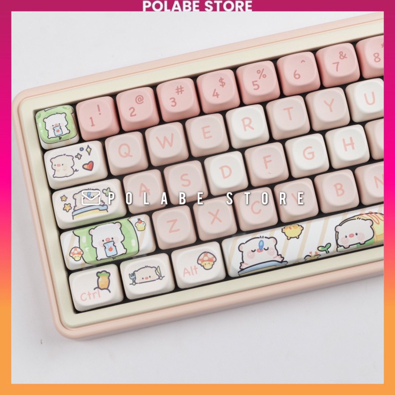 Keycap MOA Pink Pig Profile chất liệu PBT dyesub, hơn 13x nút dùng trên nhiều layout bàn phím cơ - Polabe Store