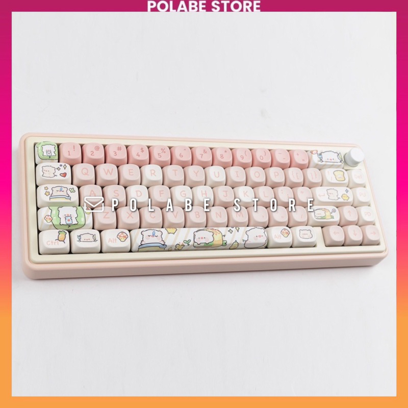 Keycap MOA Pink Pig Profile chất liệu PBT dyesub, hơn 13x nút dùng trên nhiều layout bàn phím cơ - Polabe Store