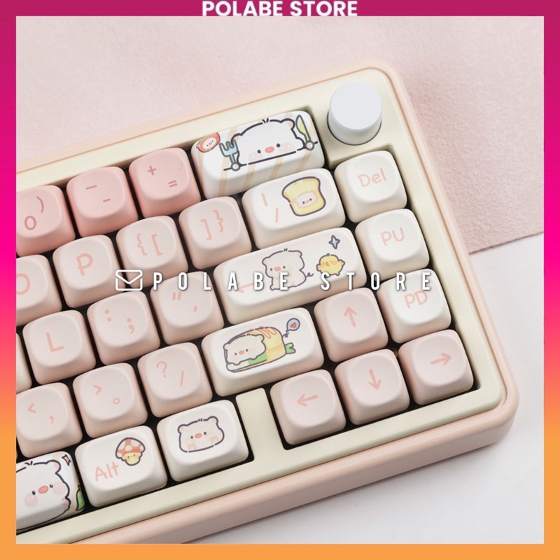 Keycap MOA Pink Pig Profile chất liệu PBT dyesub, hơn 13x nút dùng trên nhiều layout bàn phím cơ - Polabe Store