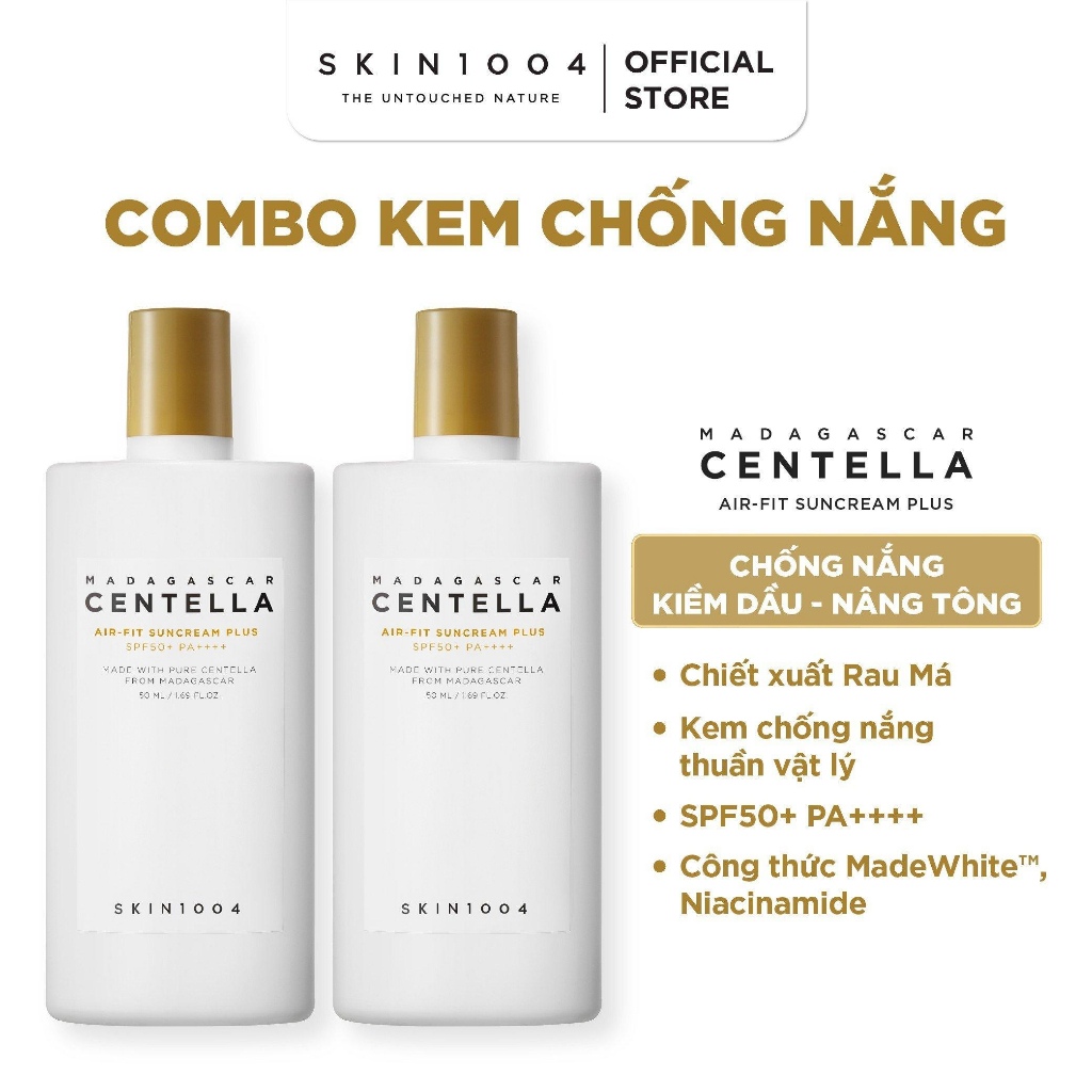 Combo 2 Kem Chống Nắng Skin1004 Madagascar Centella Air-Fit Suncream Plus 50ml