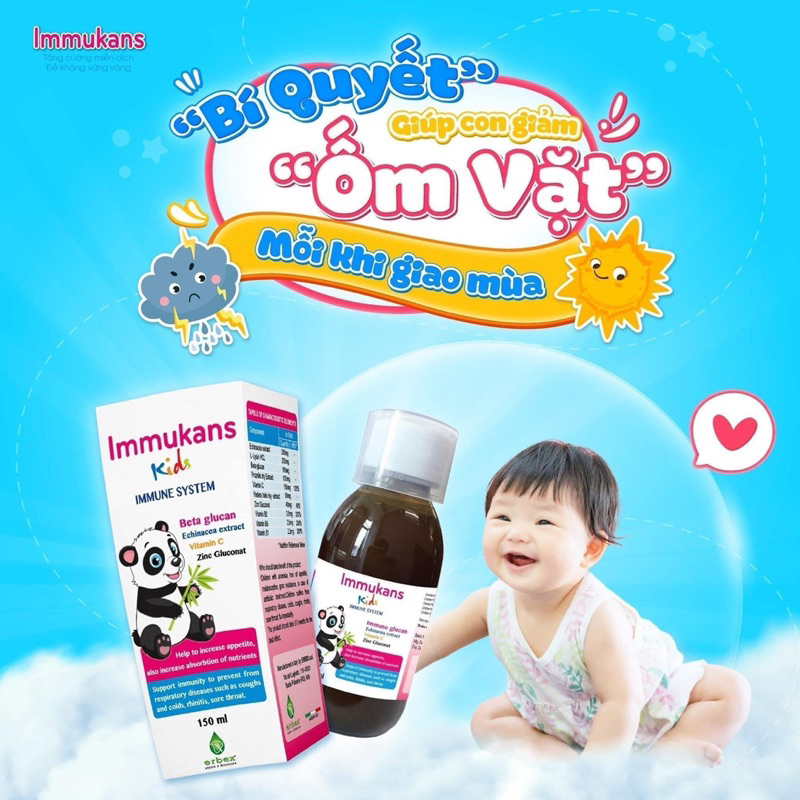 IMMUKANS KIDS Siro Ăn Ngon Và Tăng Sức Đề Kháng Cho Bé 150ml