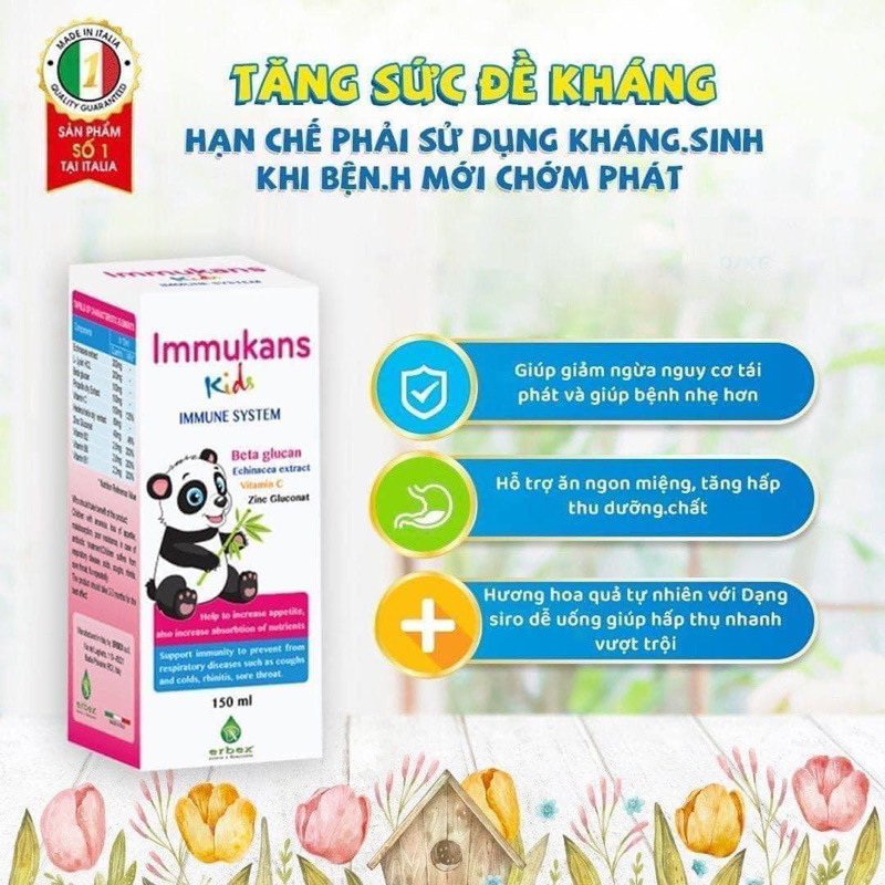 IMMUKANS KIDS Siro Ăn Ngon Và Tăng Sức Đề Kháng Cho Bé 150ml