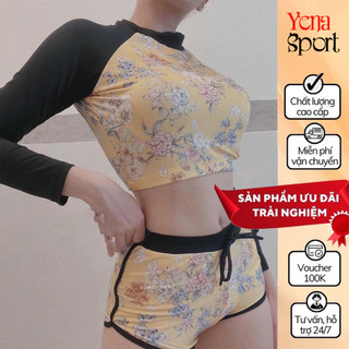 [MN,L,XL] Đồ bơi nữ bikini 2 mảnh tay ngắn quần đùi hồng đồ bơi học sinh kín đáo dùng cho du lịch đi biển DBN002