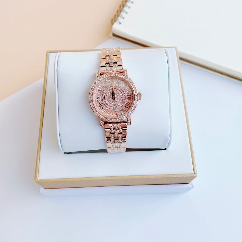 [ Mua 1 tặng 1 ] Đồng hồ nữ Davena D61620 Rose Gold đính full đá 30mm, Authentic, Full box, Luxury Diamond Watch