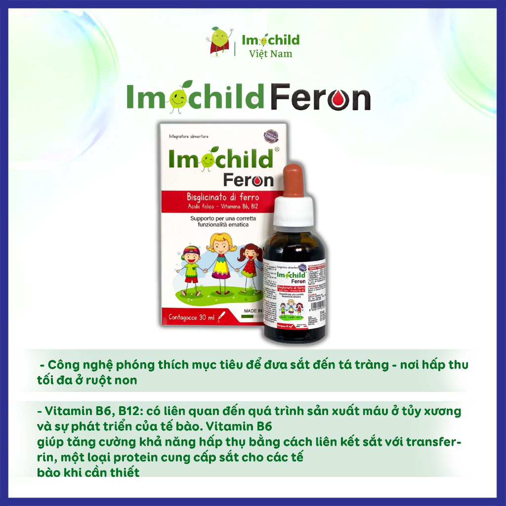 Sắt Dạng Nhỏ Giọt Cho Bé Imochild Feron - IMOCHILD Lọ 30ml