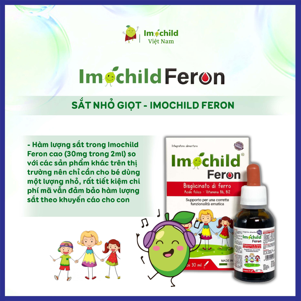 Sắt Dạng Nhỏ Giọt Cho Bé Imochild Feron - IMOCHILD Lọ 30ml