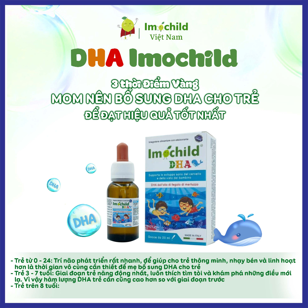 Vitamin DHA Imochild Phát Triển Não Bộ, IQ Cho Bé - IMOCHILD Hộp 20ml