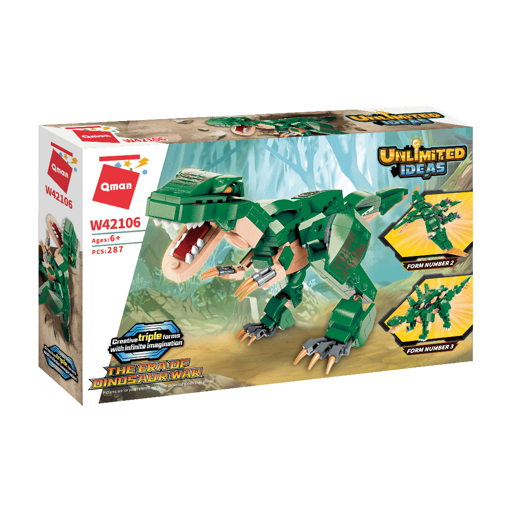 Đồ Chơi Lắp Ghép, Xếp Hình Lego Khủng Long Biến Hình 3 Trong 1 Màu Xanh Qman W42106