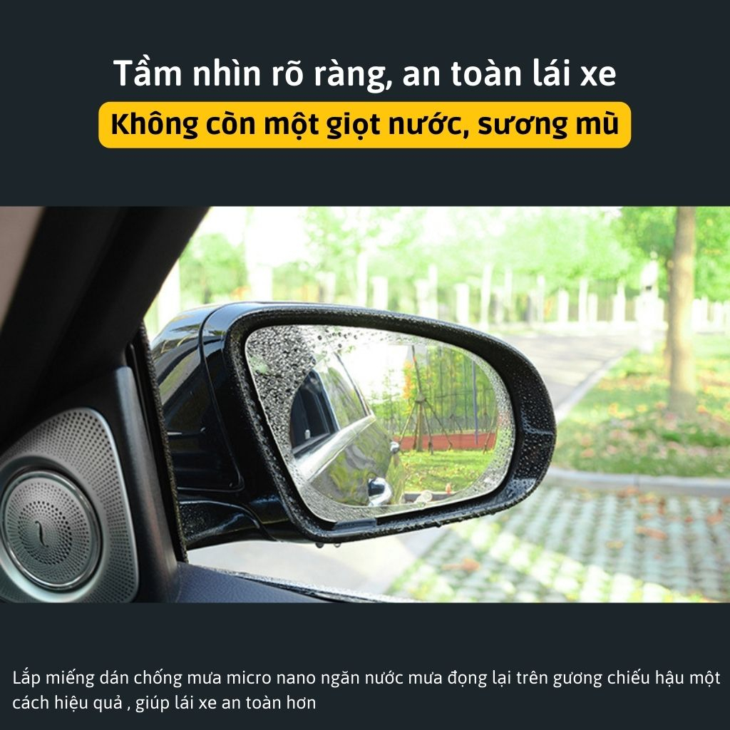 Miếng Dán Kính Chống Nước Gương Chiếu Hậu, Dán Kinh Ô Tô, Ngăn Bám Nước Mưa Kinh Xe Hơi, Film Dán Chống Đọng Nước