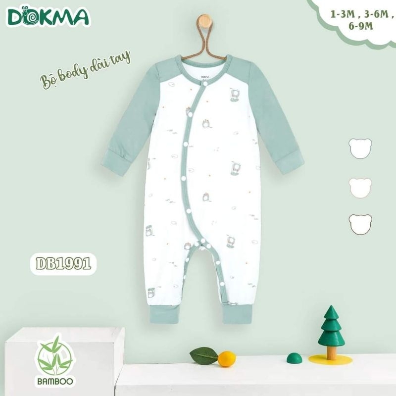 Body dài tay cài lệch chất modal Dokma 3-9M DB1975, DB1991