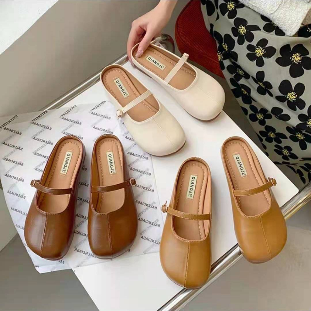 Sục nữ da mũi tròn quai ngang chất da siêu mềm phong cách Hàn Quốc