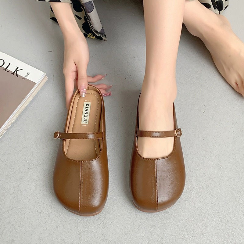Sục nữ da mũi tròn quai ngang chất da siêu mềm phong cách Hàn Quốc
