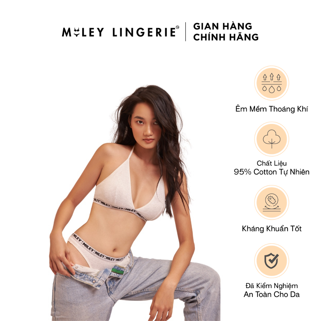  Áo Ngực Thể Thao Nữ Không Gọng Cổ Chữ V Melange Active Miley Lingerie Màu Trắng Kem BRM14012