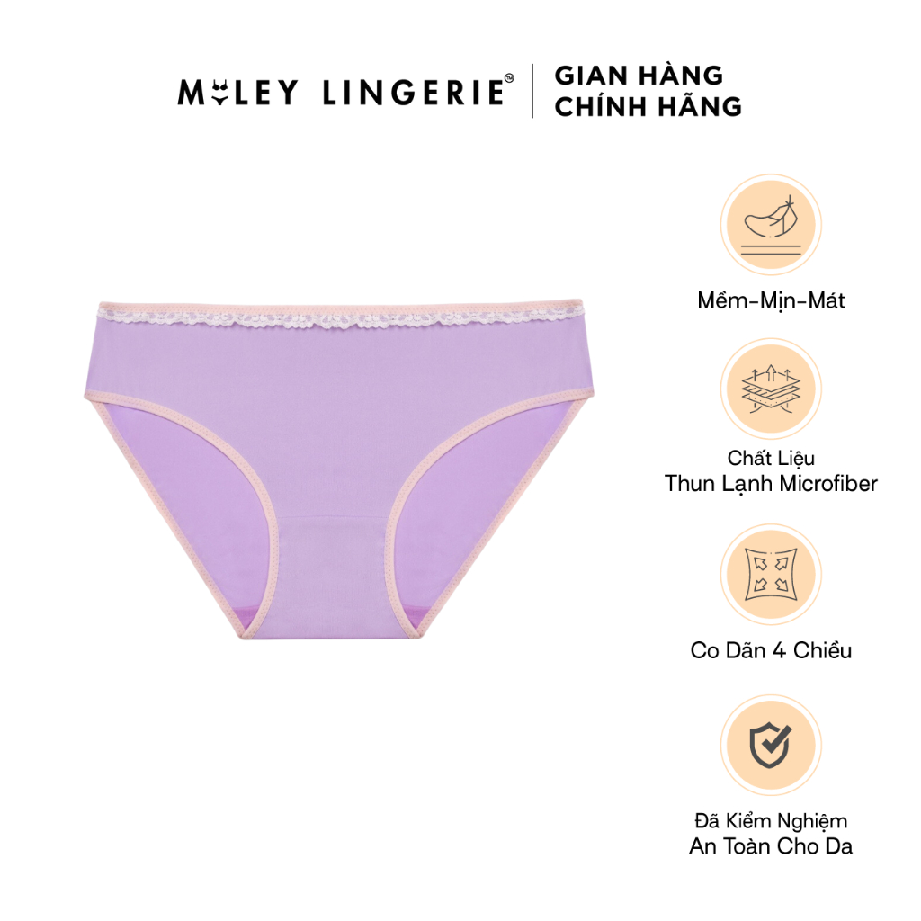 Quần Lót Nữ Thun Lạnh Trơn Viền Ren Miley Lingerie BMSxx00