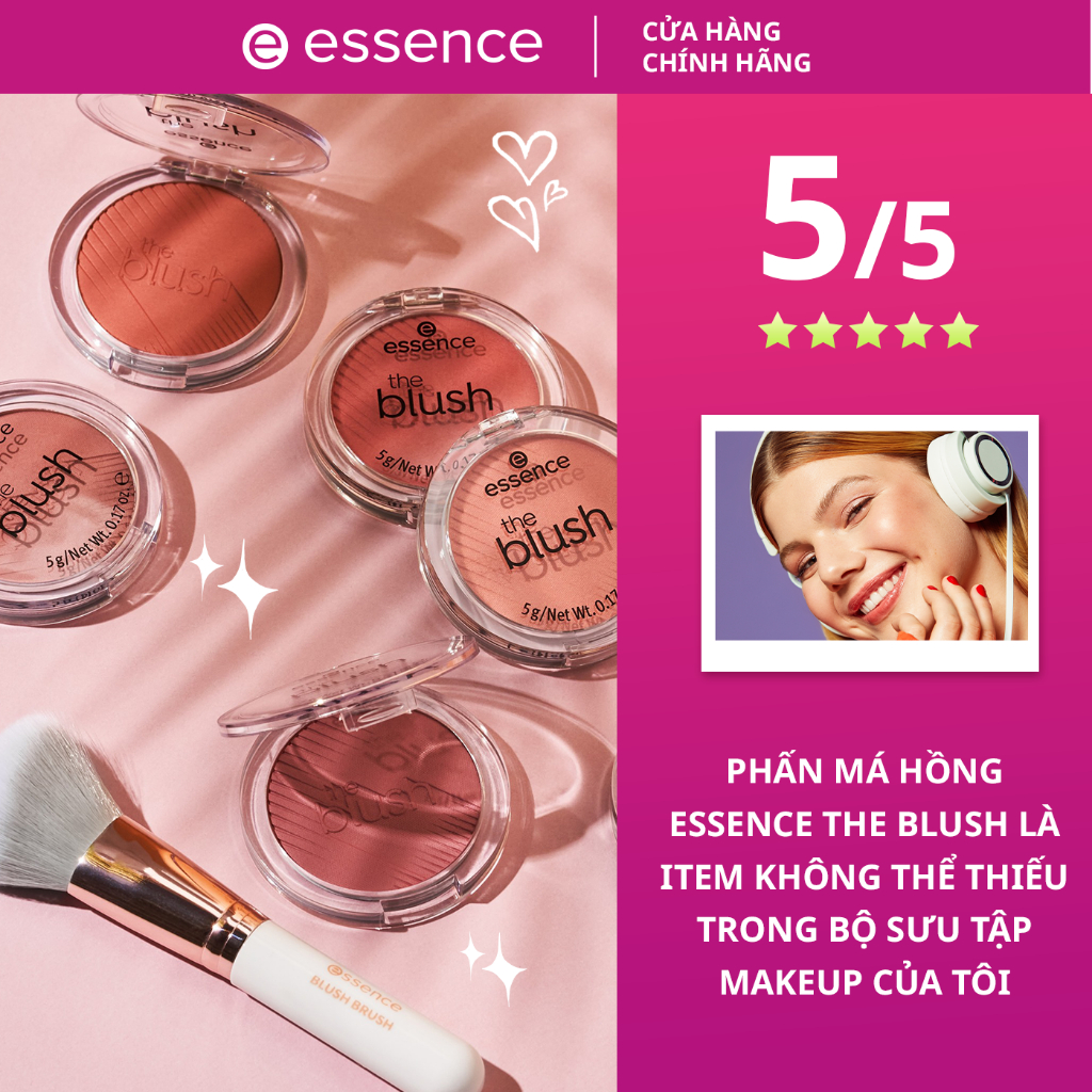 Phấn má hồng 4 màu Essence The Blush hạt nhẹ mịn dễ bám lớp trang điểm tự nhiên 5g