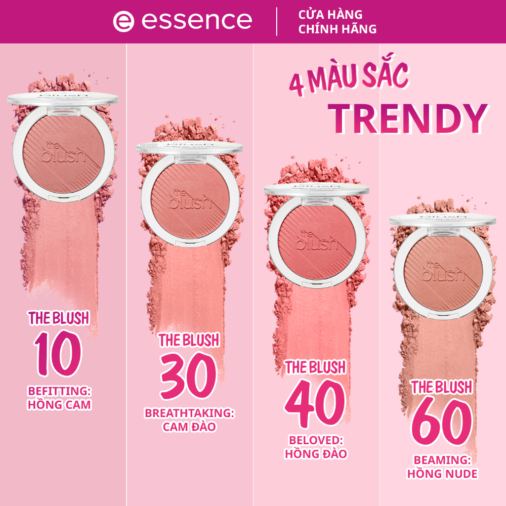 Phấn má hồng 4 màu Essence The Blush hạt nhẹ mịn dễ bám lớp trang điểm tự nhiên 5g