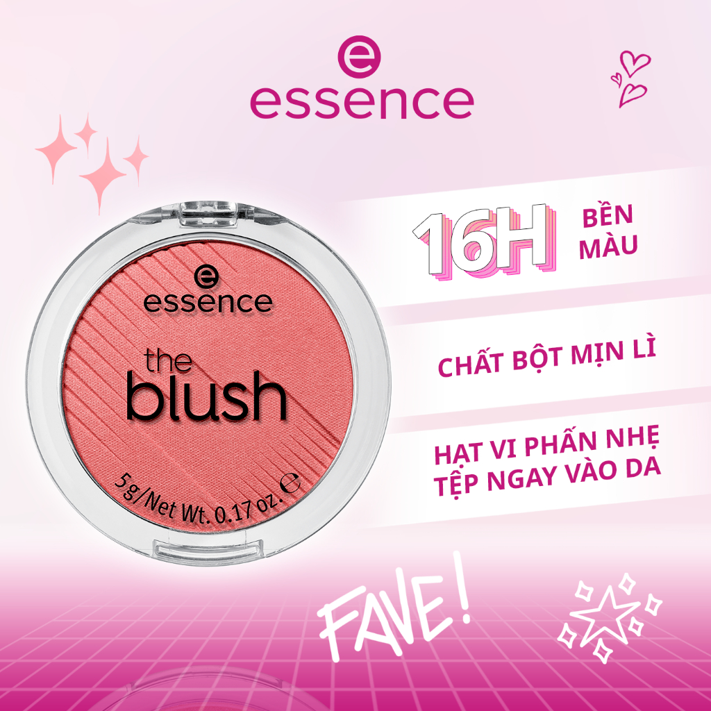 Phấn má hồng 4 màu Essence The Blush hạt nhẹ mịn dễ bám lớp trang điểm tự nhiên 5g