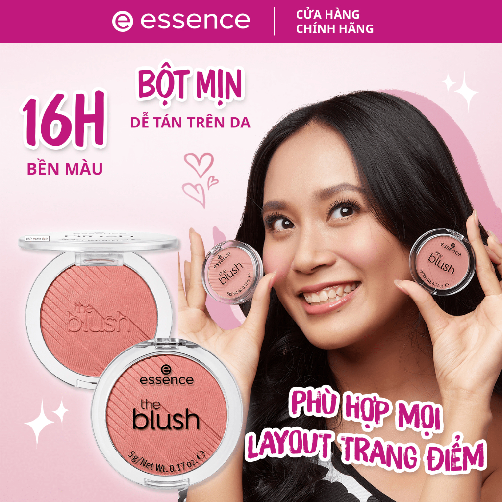 Phấn má hồng 4 màu Essence The Blush hạt nhẹ mịn dễ bám lớp trang điểm tự nhiên 5g