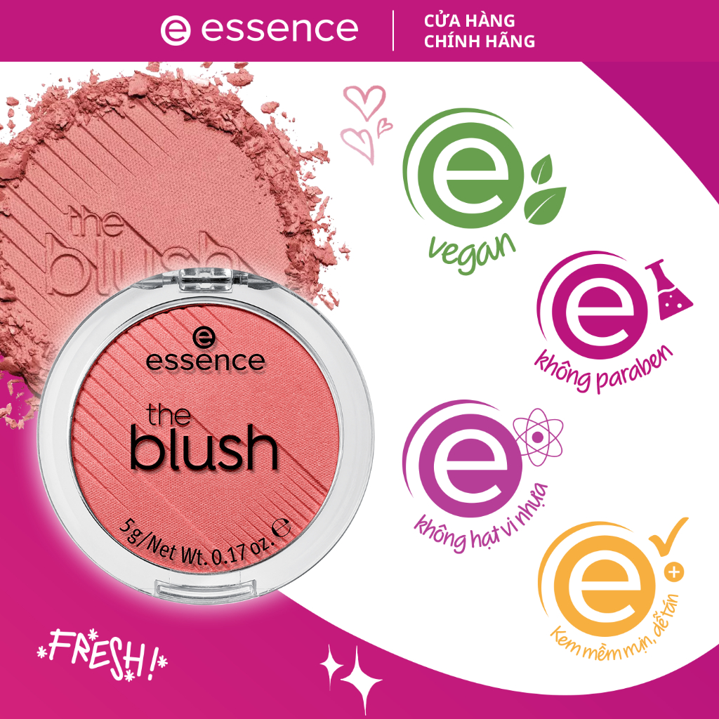 Phấn má hồng 4 màu Essence The Blush hạt nhẹ mịn dễ bám lớp trang điểm tự nhiên 5g
