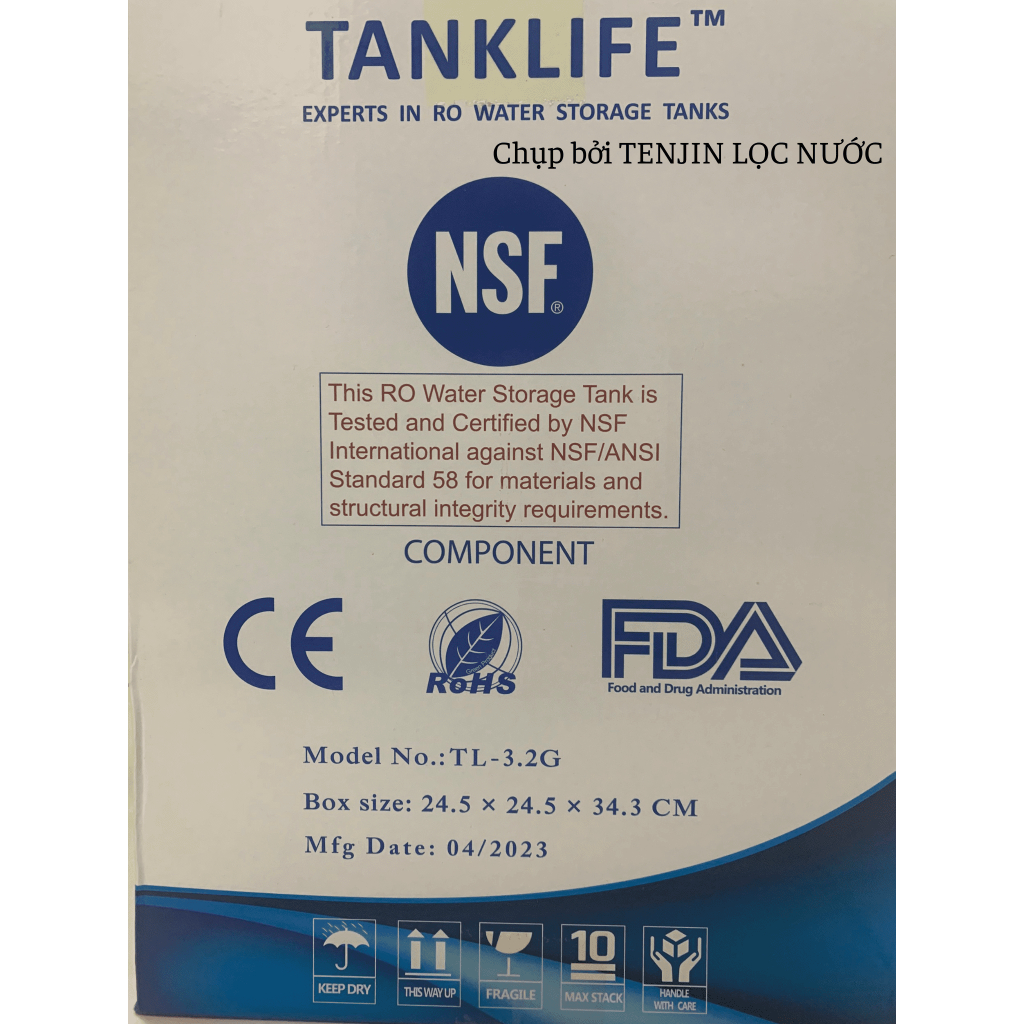 Bình Áp TANKLIFE 3.2 Galon  và 4.0 Galon  Nhựa Nguyên Sinh KÈM VAN Dùng Cho Máy Lọc Nước RO