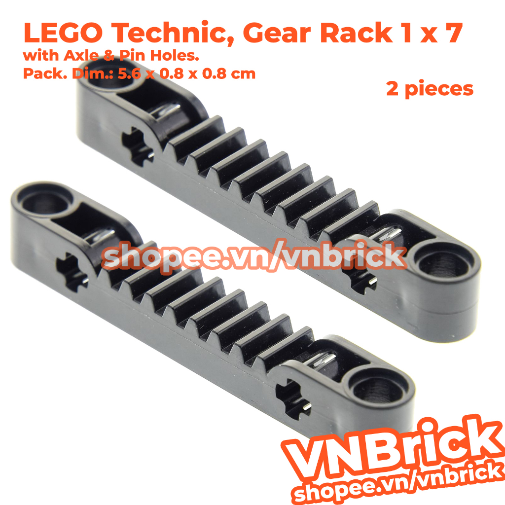 LEGO Technic thanh răng 1x7 màu đen ID 4562009 87761
