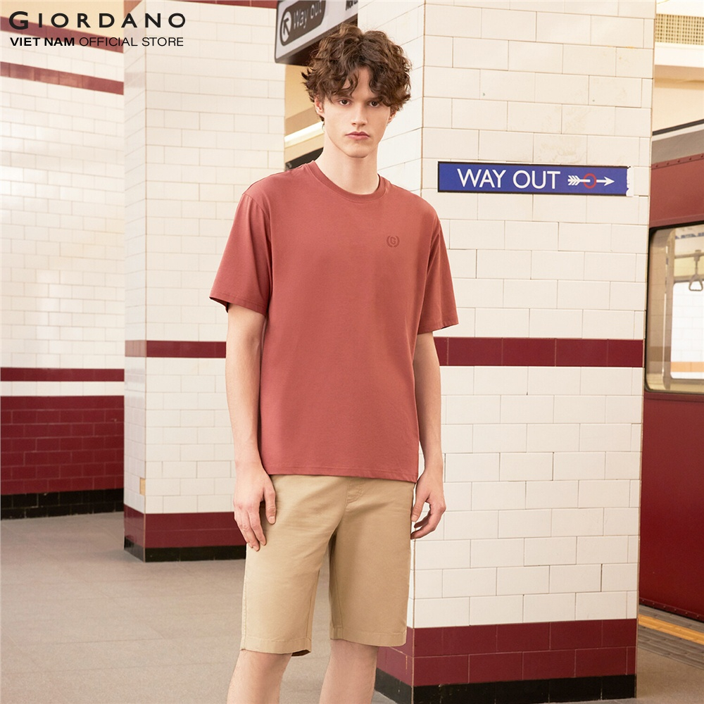 Áo Thun Nam Cổ Tròn Thêu Logo Liquid Touch Tee Giordano 01023246