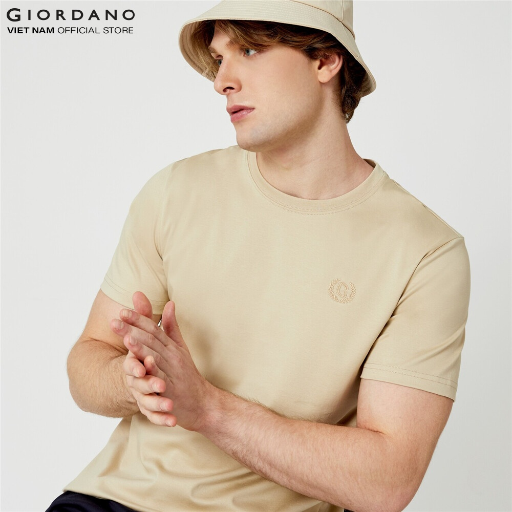 Áo Thun Nam Cổ Tròn Thêu Logo Liquid Touch Tee Giordano 01023246