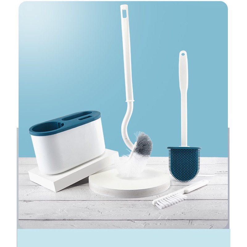 Bàn Chải Vệ Sinh Toilet Cán Dài 360 Độ° Set 3 Bàn Chải Silicone Dùng Vệ Sinh Nhà Tắm Tiện Dụng