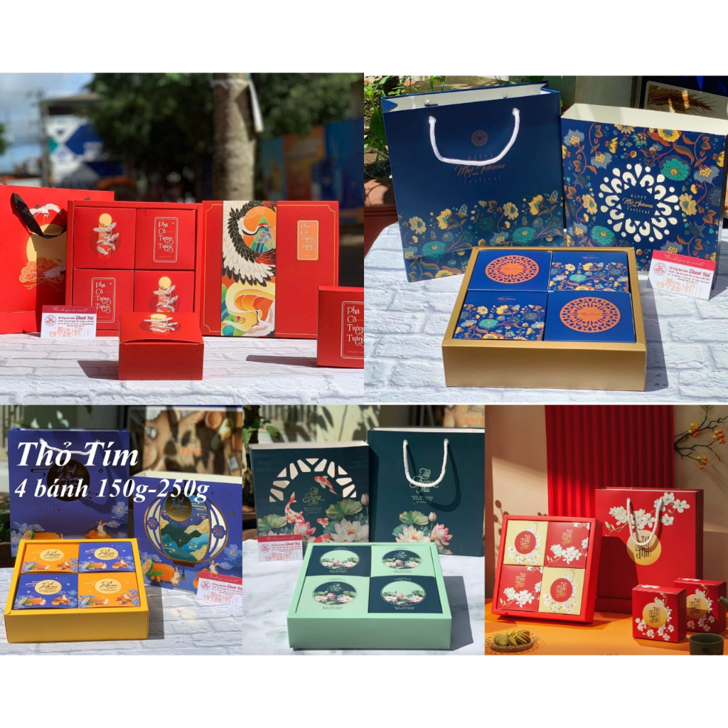 Hộp Trung Thu 4 Bánh 150 - 200g (Set 10 bộ).