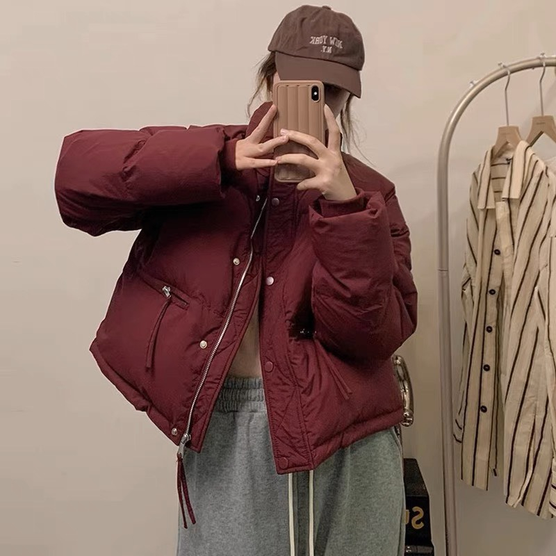 Áo phao nữ dáng ngắn không mũ thời thượng Deliz khóa kéo dày dặn phao siêu dày ấm hàng Quảng Châu Bunny | BigBuy360 - bigbuy360.vn