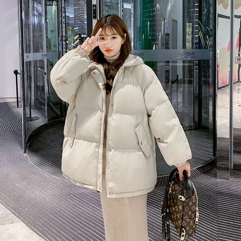 Áo phao nữ trần bông siêu ấm có mũ to rộng Deliz tông màu basic hàng loại 1 thời trang Hàn Quốc Bunny | BigBuy360 - bigbuy360.vn