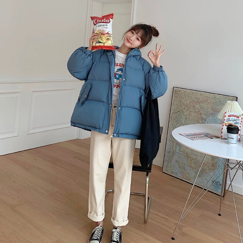 Áo phao nữ trần bông siêu ấm có mũ to rộng Deliz tông màu basic hàng loại 1 thời trang Hàn Quốc Bunny | BigBuy360 - bigbuy360.vn