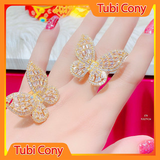 Nhẫn nữ mạ vàng 18.k đính đá mẫu cánh bướm sang trọng