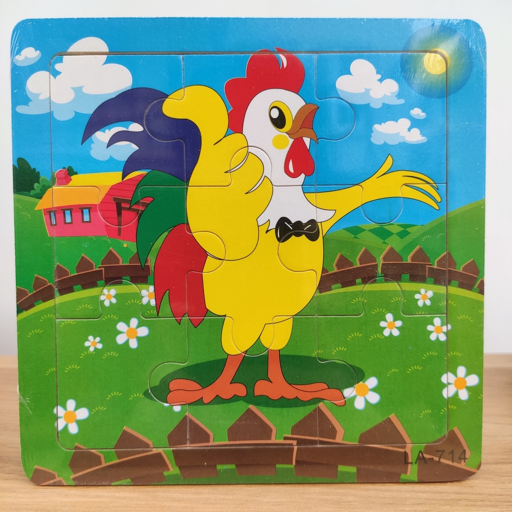 Tranh ghép hình cho bé - Tranh ghép gỗ gồm 1 hình 9 mảnh, kích thước 15x15cm, màu sắc rõ nét.