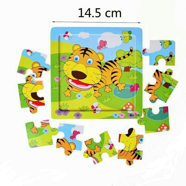 Tranh ghép hình cho bé - Tranh ghép gỗ gồm 1 hình 9 mảnh, kích thước 15x15cm, màu sắc rõ nét.
