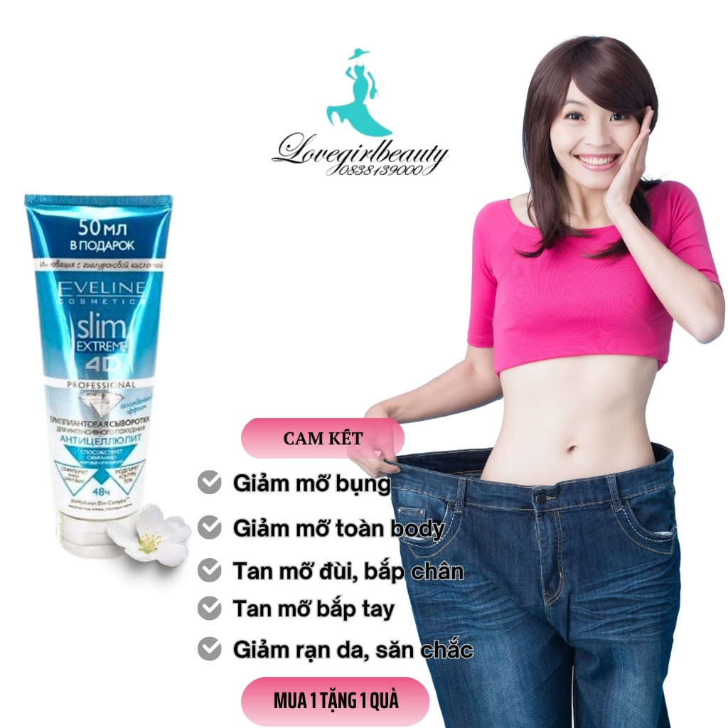 kem tan mỡ bụng Eveline Slim Extreme 4D Nga rạn da hiệu quả săn chắc da giảm mỡ an toàn [Tặng máy massage mặt]