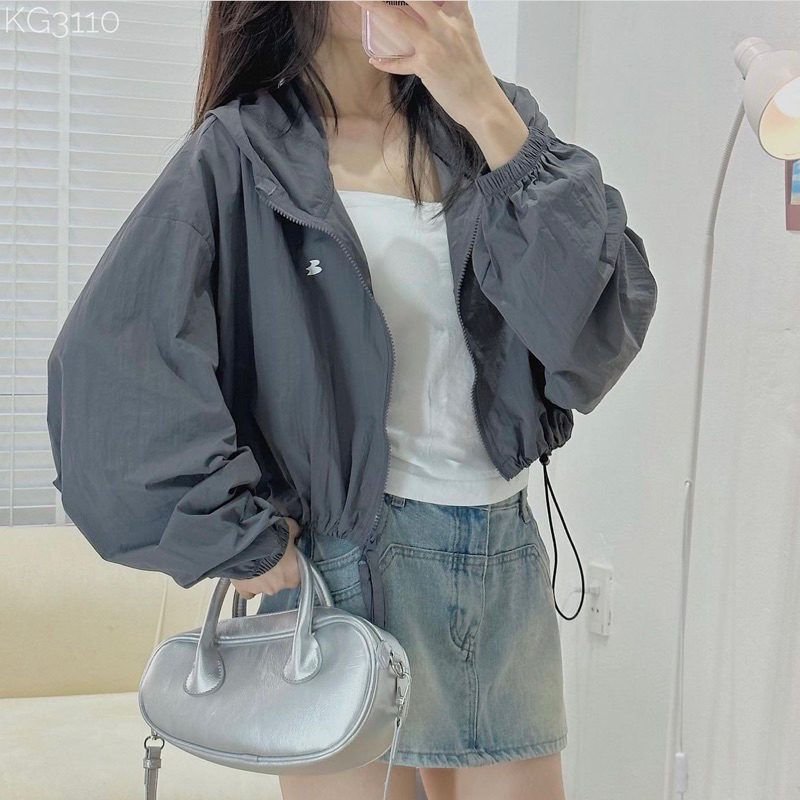 Áo khoác gió mỏng 1 lớp có nón logo