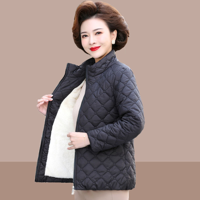 Áo Khoác Bông Dáng Ngắn Lót Lông Cừu Mùa Đông Cho Mẹ AK08 - Hàng Quảng Châu Cao Cấp