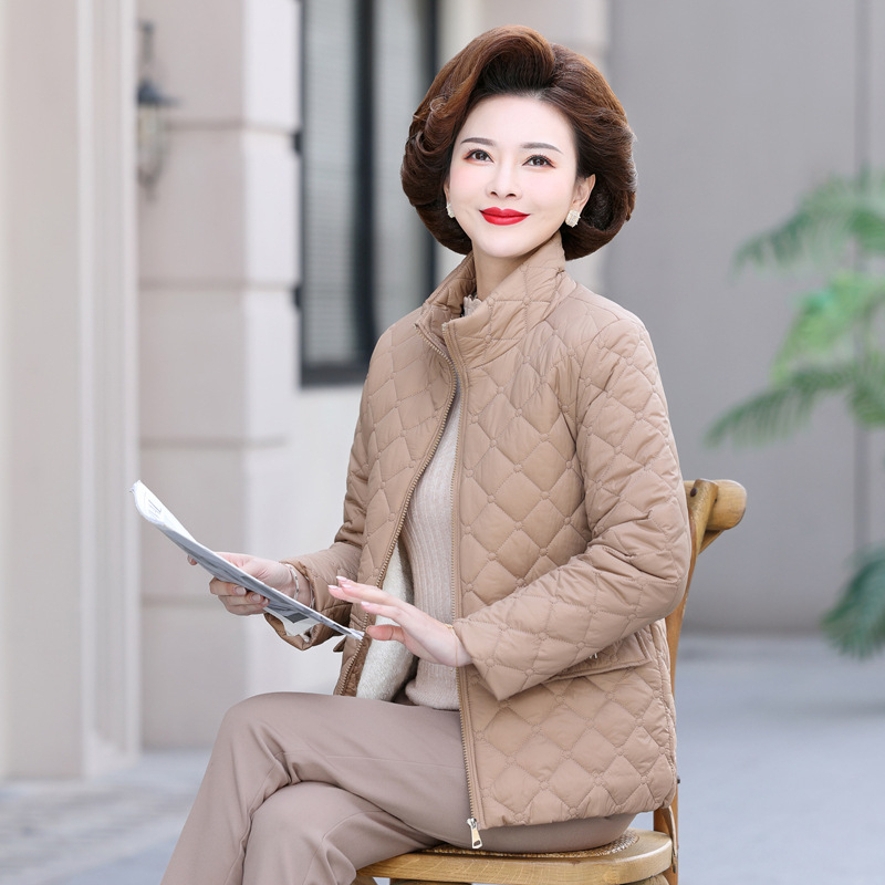 Áo Khoác Bông Dáng Ngắn Lót Lông Cừu Mùa Đông Cho Mẹ AK08 - Hàng Quảng Châu Cao Cấp