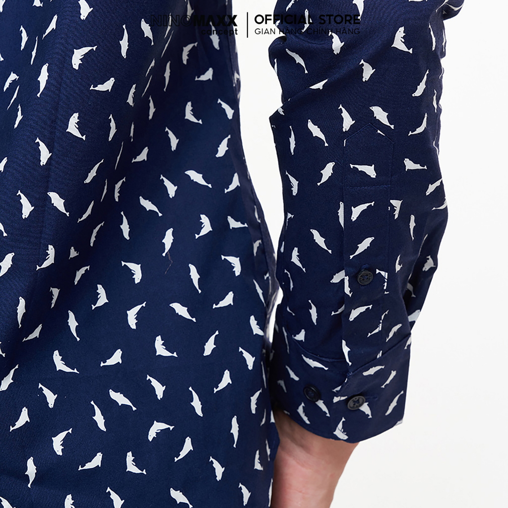 N&M Áo sơ mi nam tay dài họa tiết slim fit 1910182