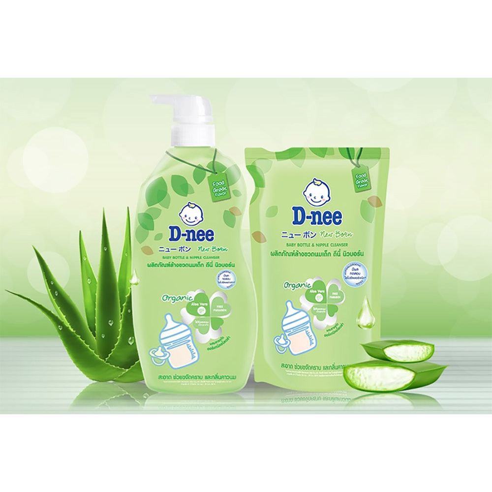 Nước rửa bình sữa Dnee organic Thái trà xanh túi 600ml/ chai 620ml