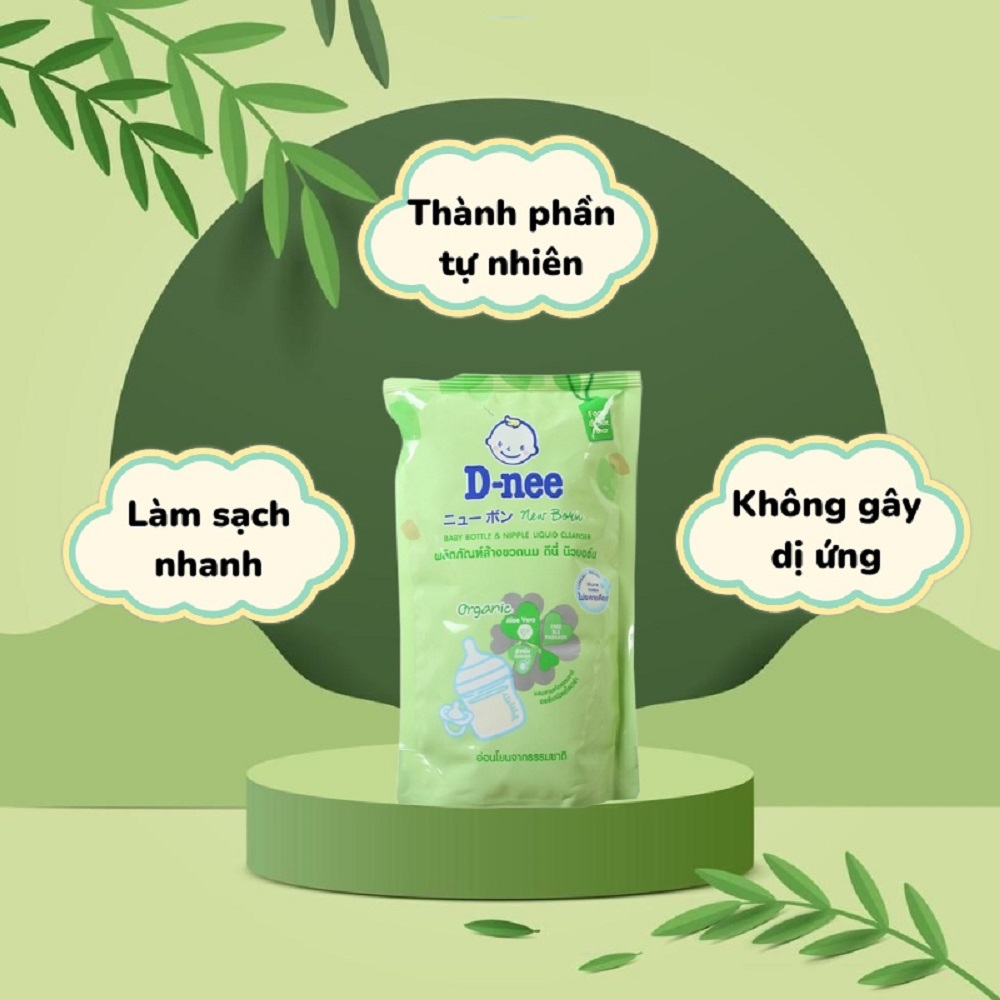 Nước rửa bình sữa Dnee organic Thái trà xanh túi 600ml/ chai 620ml