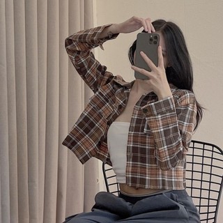 [SALE LỖ] SƠ MI CARO CROPTOP - ẢNH THẬT