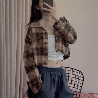 [SALE LỖ] SƠ MI CARO CROPTOP - ẢNH THẬT